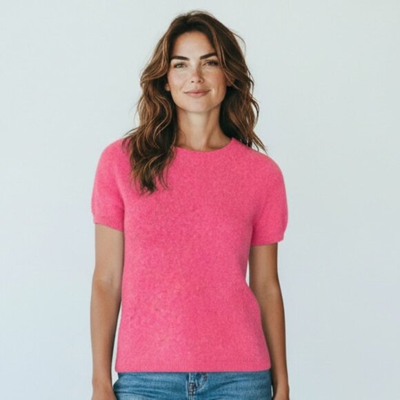Lands' End Sweaters - Lands’ End Pink Short Sleeve Cashmere Sweater Tee Sz M(8/10) #138P